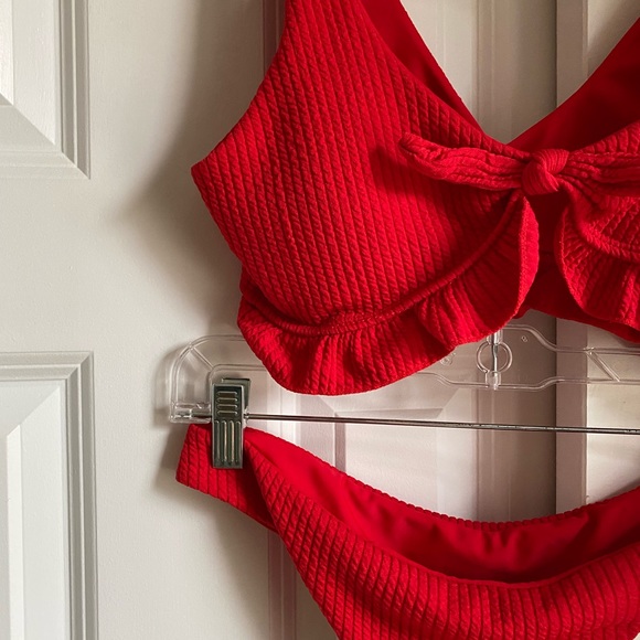 Rib Ruffle Knot Front Bikini Swimsuit - Picture 6 of 8